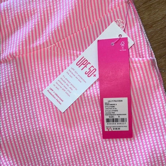 Lilly Pulitzer UPF 50+ Luxletic Corso Pant Havana Pink Performance Seersucker 8 - Picture 3 of 11